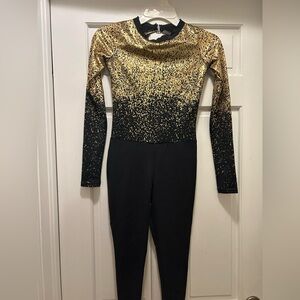 Gold and Black Figure Skating Jumpsuit